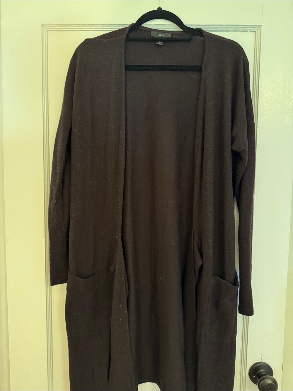 J. Crew Dark Brown Open-Front Long Cardigan